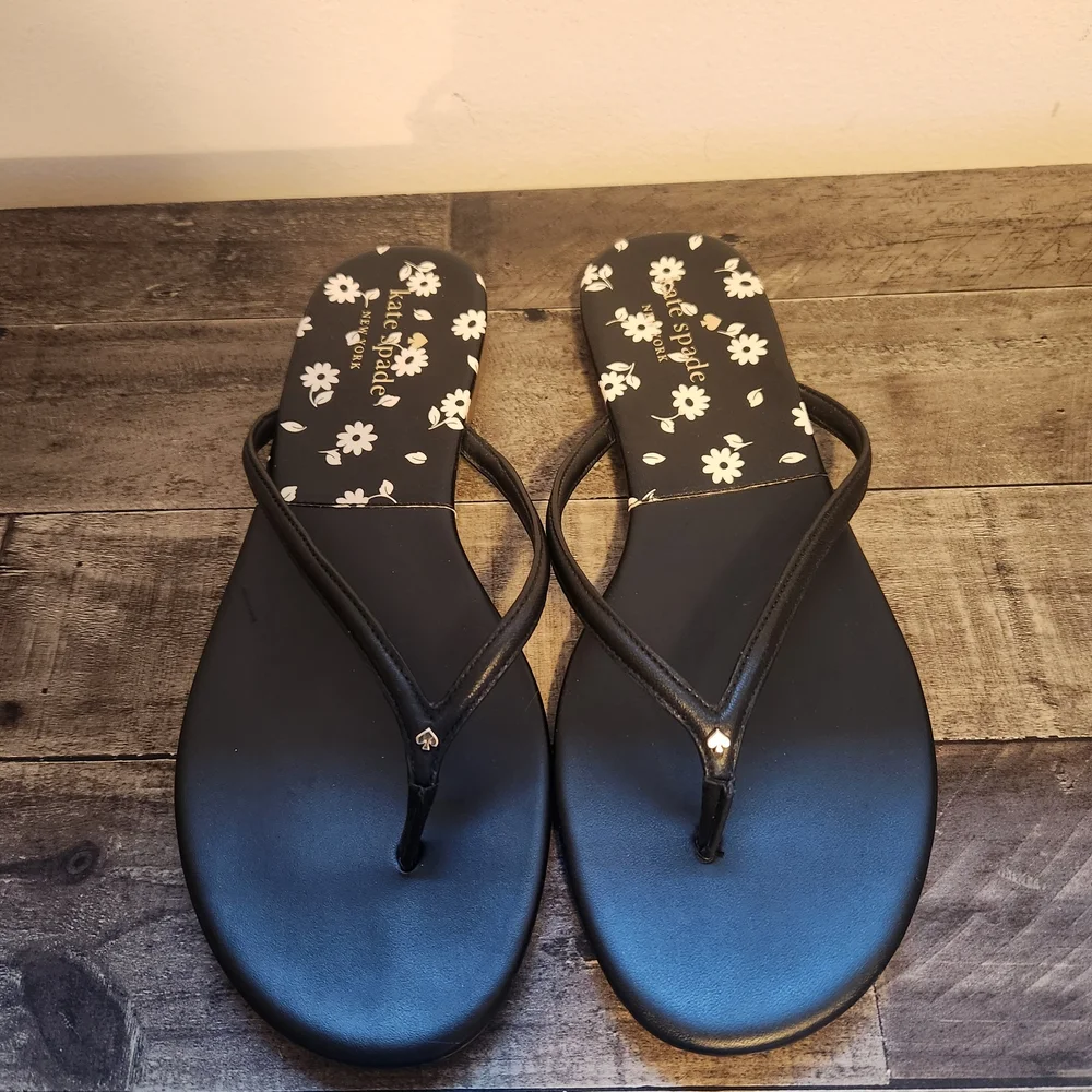 Kate Spade Black Floral Sandals - Picture 1 of 9